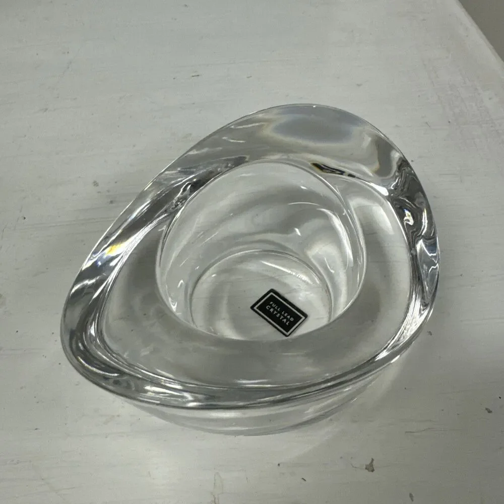 Nambe Lead‎ Crystal Glass Candle Holder Clear Bowl Dish Vase Germany